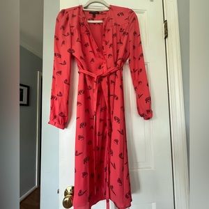 Banana Republic Factory dress, tiger print, coral/orange-pink color. Size 4.